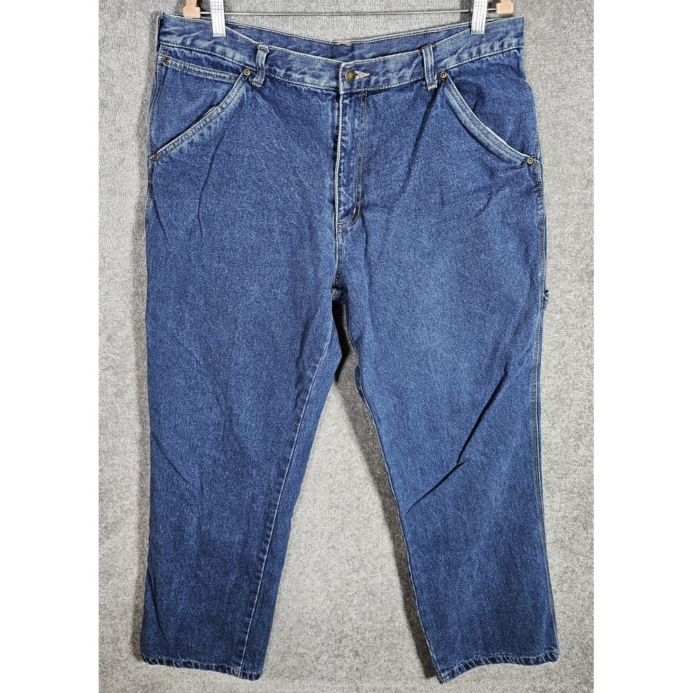 Smiths Workwear Flannel Lined Carpenter Jeans Mens Size 38x32 Blue Denim Pockets